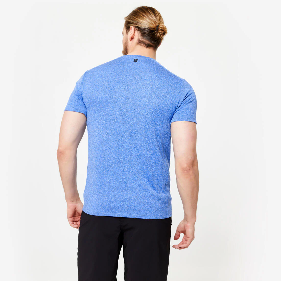 Playera Fitness Essential Hombre Gris Jaspeado Transpirable Cuello Redondo - Image 8