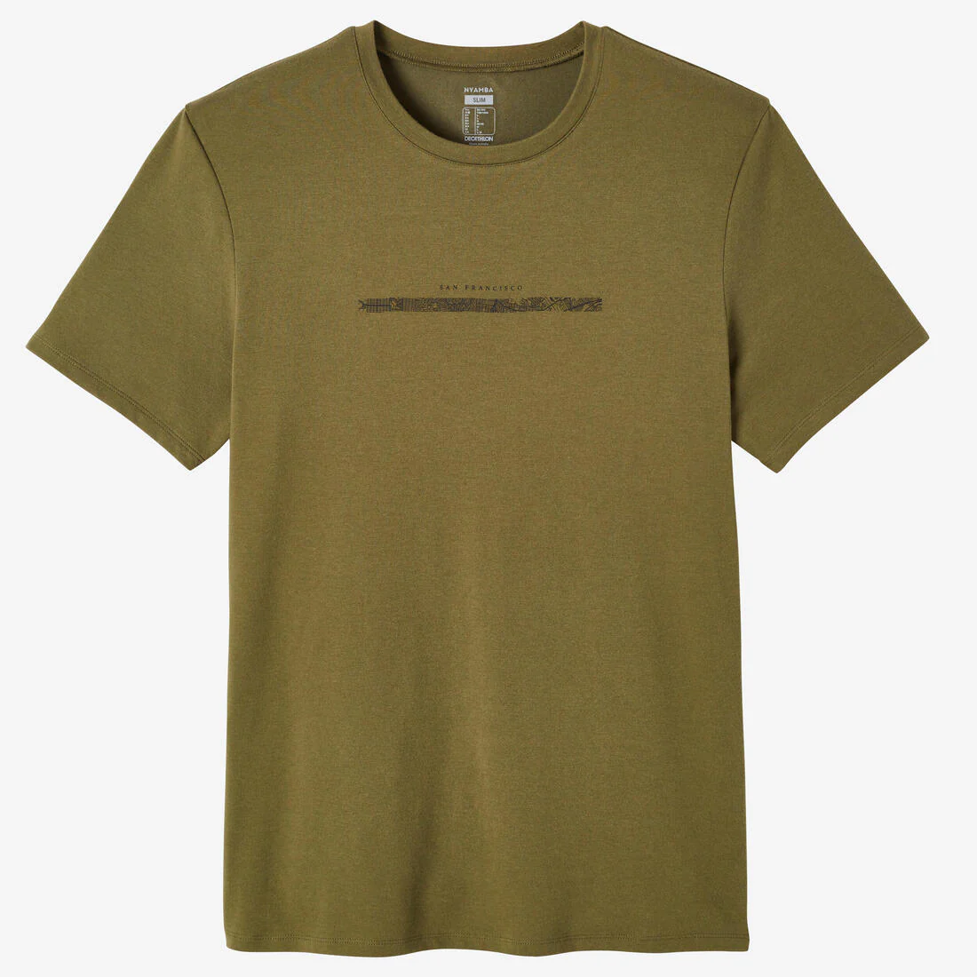 Playera Fitness Hombre Caqui Estampado Manga Corta Ajustada Algodón Cuello Redondo - Image 6