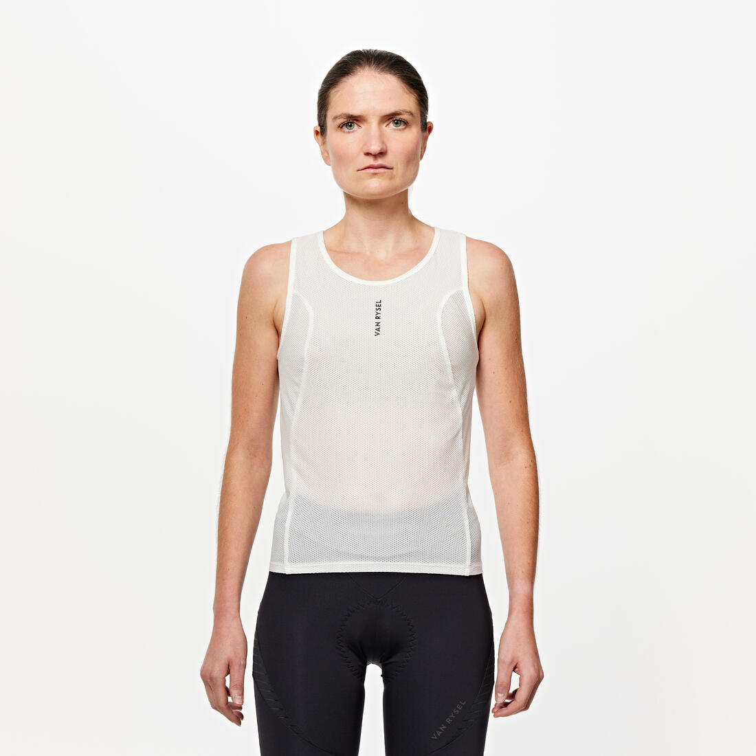 Playera Interior Ciclismo Carretera EDR Mujer Blanco Mesh