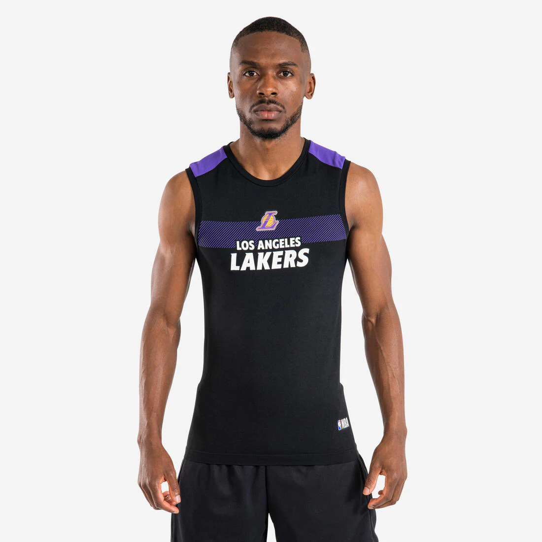 Playera interior de básquetbol sin mangas negra para adulto UT500 NBA Lakers