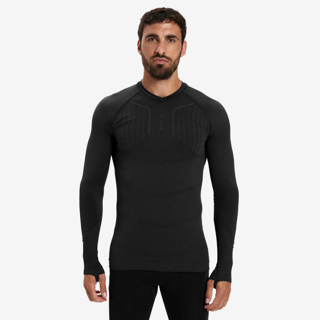 PLAYERA INTERIOR TÉRMICA CUELLO ALTO MANGA LARGA ADULTO NEGRO KEEPDRY 500