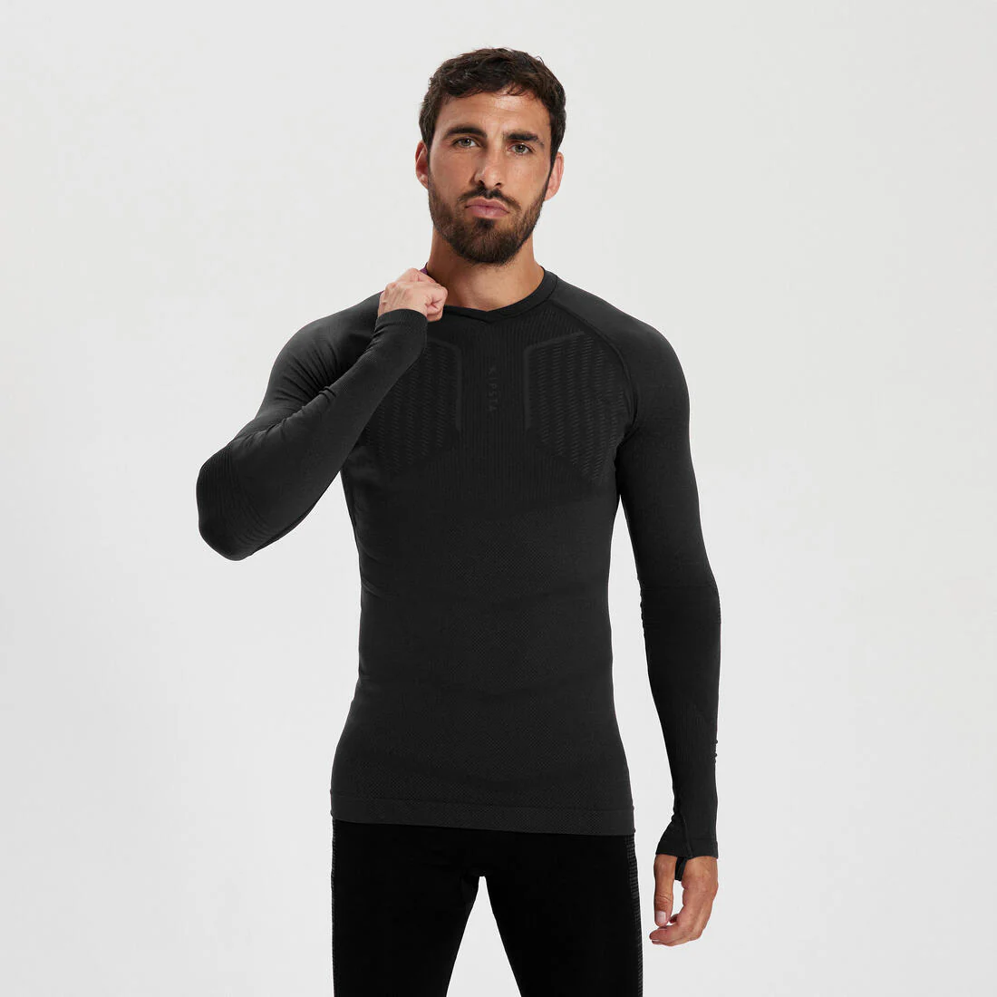 PLAYERA INTERIOR TÉRMICA CUELLO ALTO MANGA LARGA ADULTO NEGRO KEEPDRY 500 - Image 5
