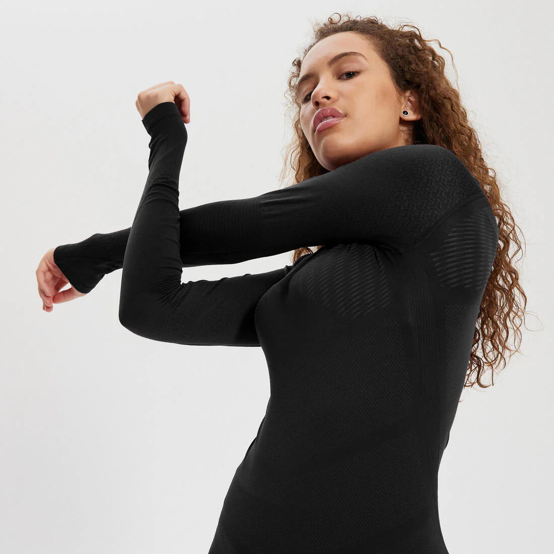 PLAYERA INTERIOR TÉRMICA CUELLO ALTO MANGA LARGA ADULTO NEGRO KEEPDRY 500 - Image 6