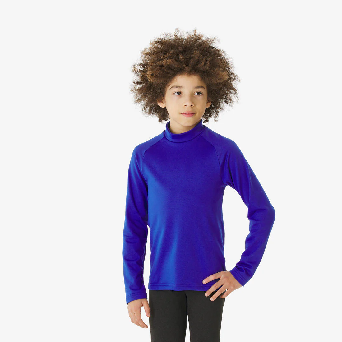 Playera interior térmica de esquí cálida y transpirable negra para niños BL 500