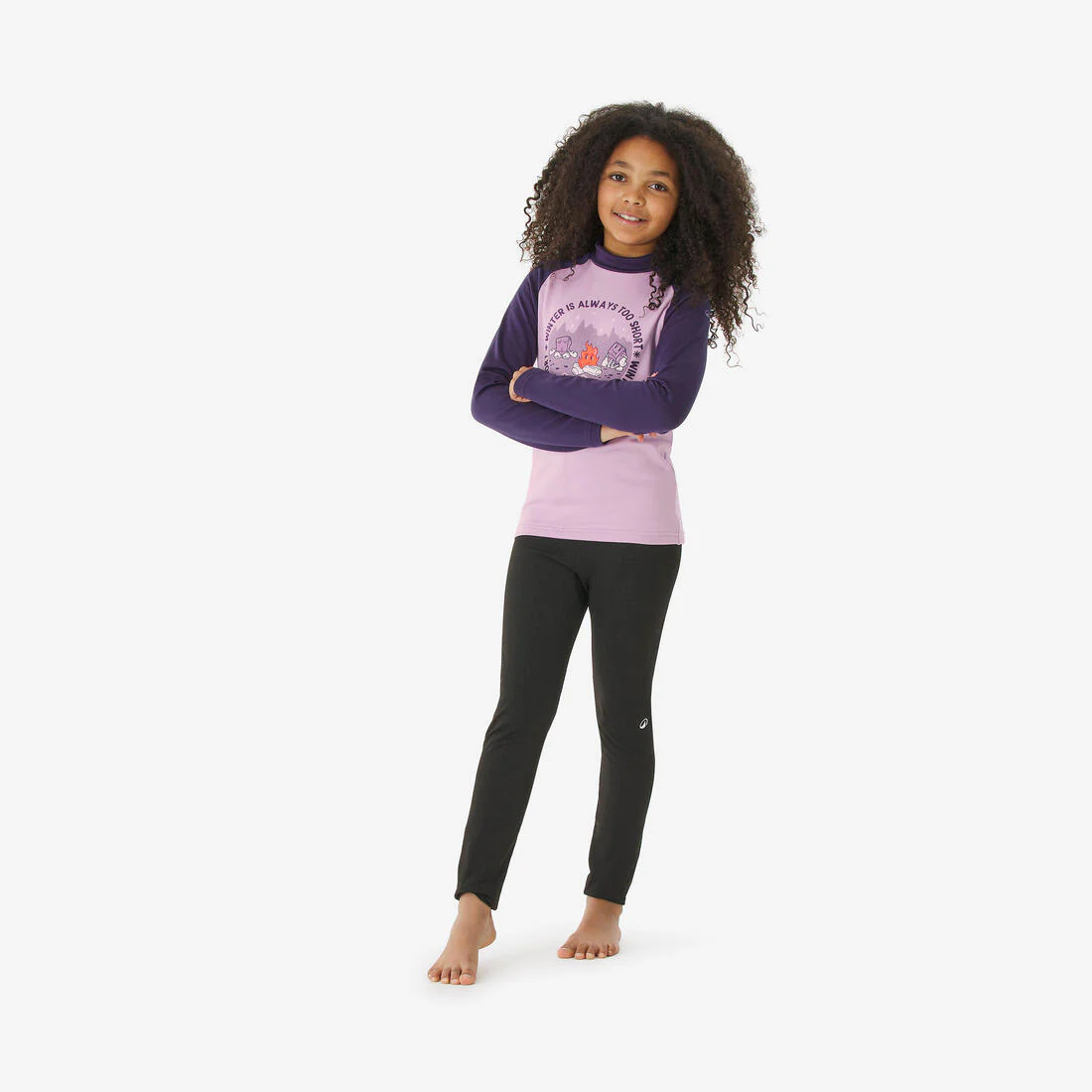 Playera interior térmica de esquí cálida y transpirable negra para niños BL 500 - Image 21