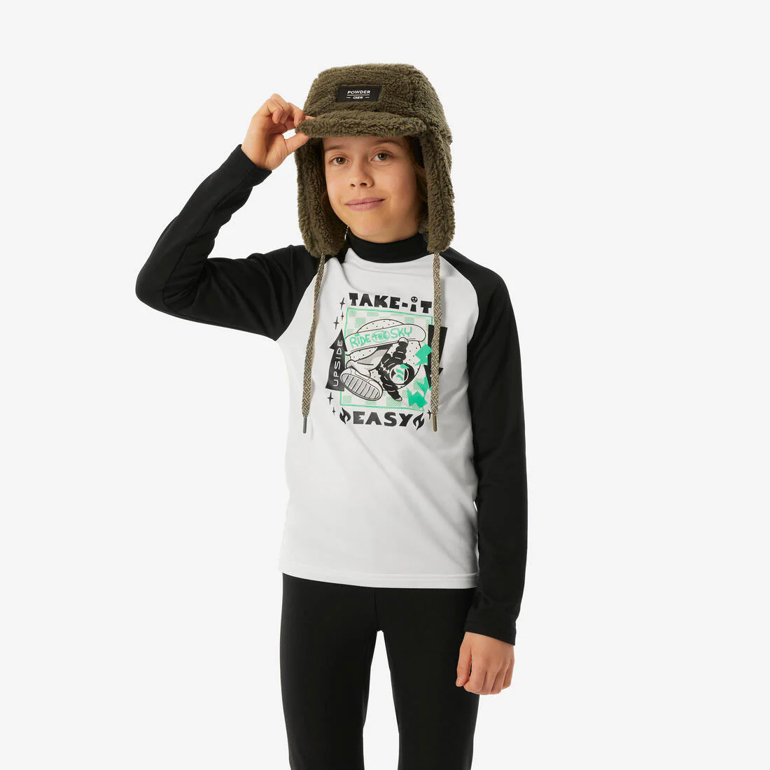 Playera interior térmica de esquí cálida y transpirable negra para niños BL 500 - Image 23