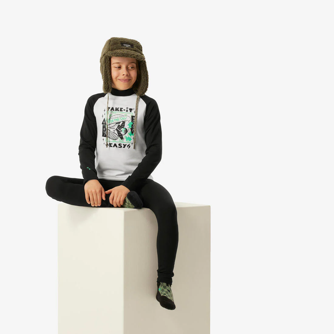 Playera interior térmica de esquí cálida y transpirable negra para niños BL 500 - Image 27