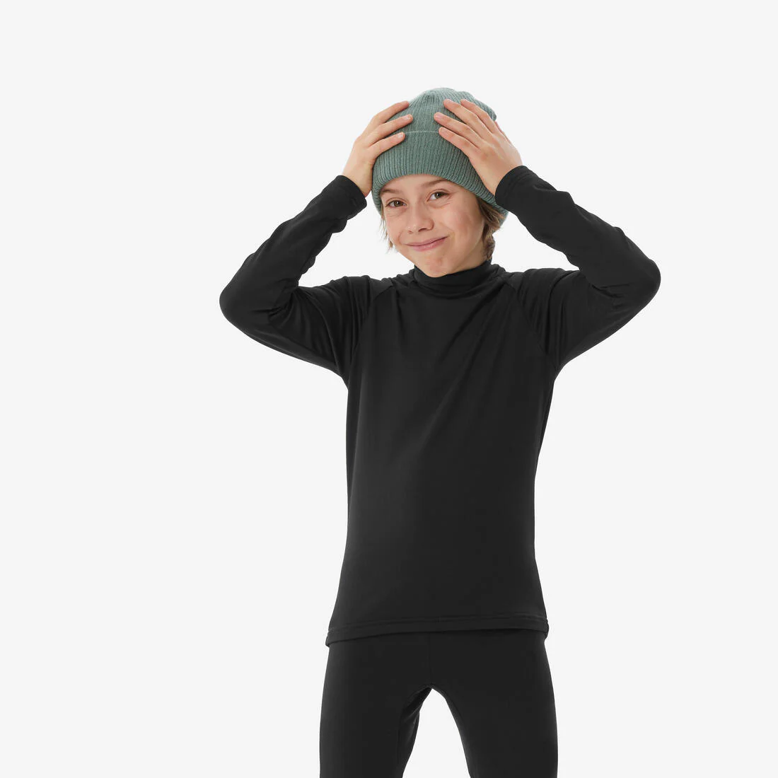 Playera interior térmica de esquí cálida y transpirable negra para niños BL 500 - Image 3