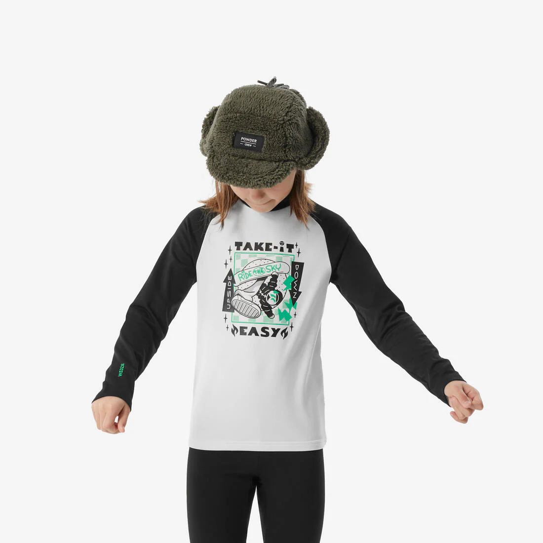 Playera interior térmica de esquí cálida y transpirable negra para niños BL 500 - Image 35