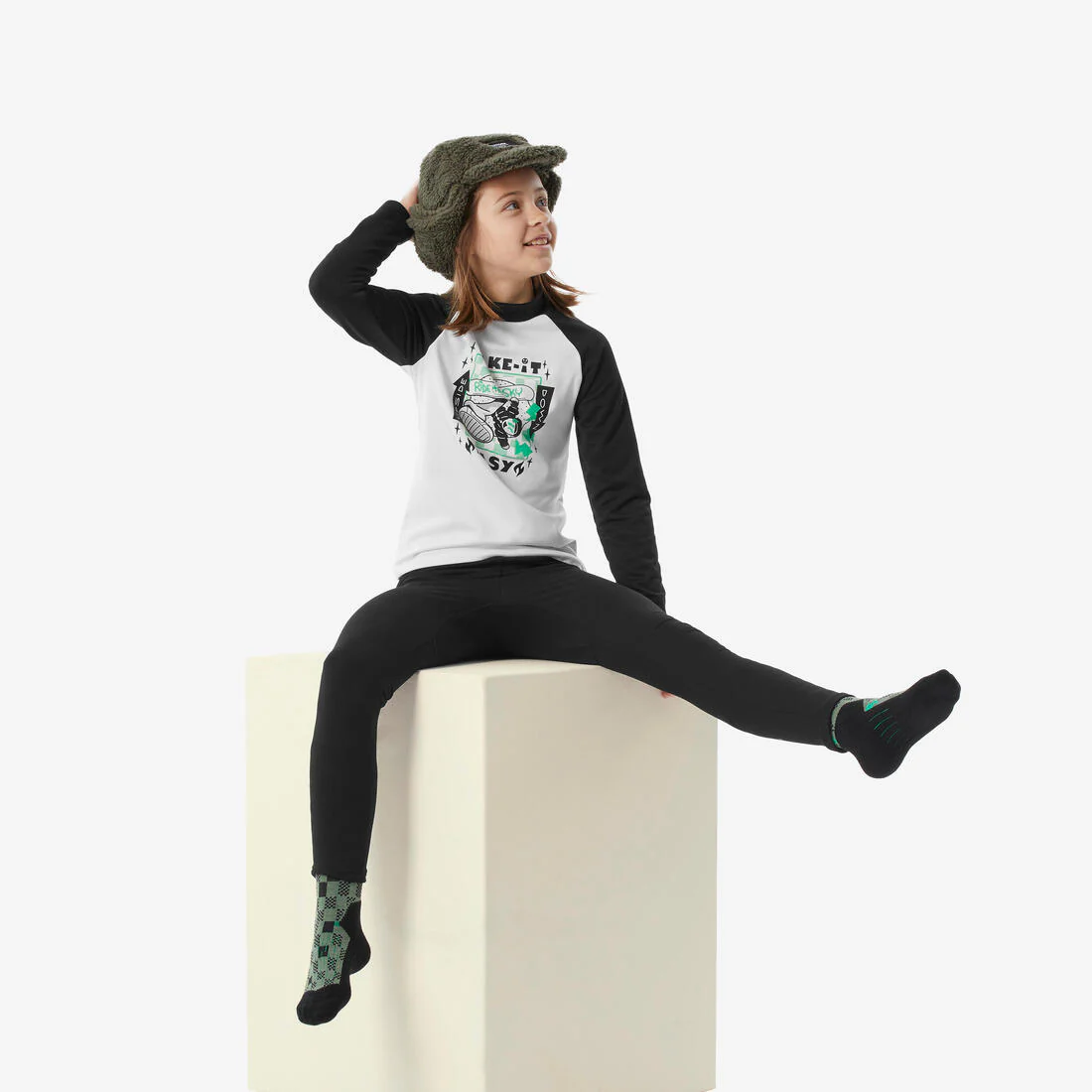 Playera interior térmica de esquí cálida y transpirable negra para niños BL 500 - Image 39