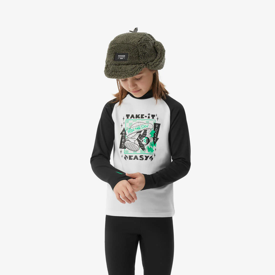 Playera interior térmica de esquí cálida y transpirable negra para niños BL 500 - Image 4