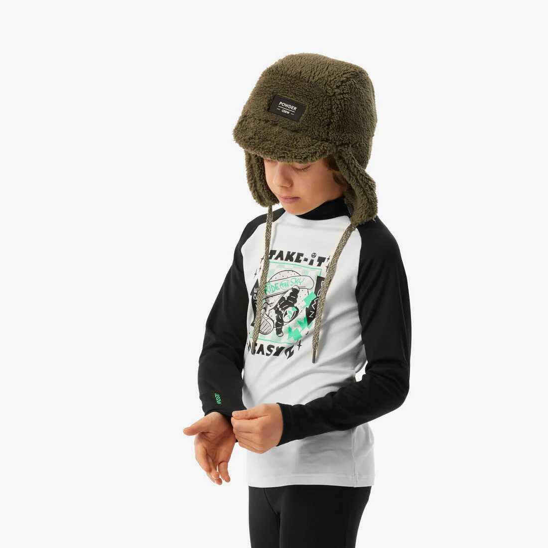 Playera interior térmica de esquí cálida y transpirable negra para niños BL 500 - Image 44