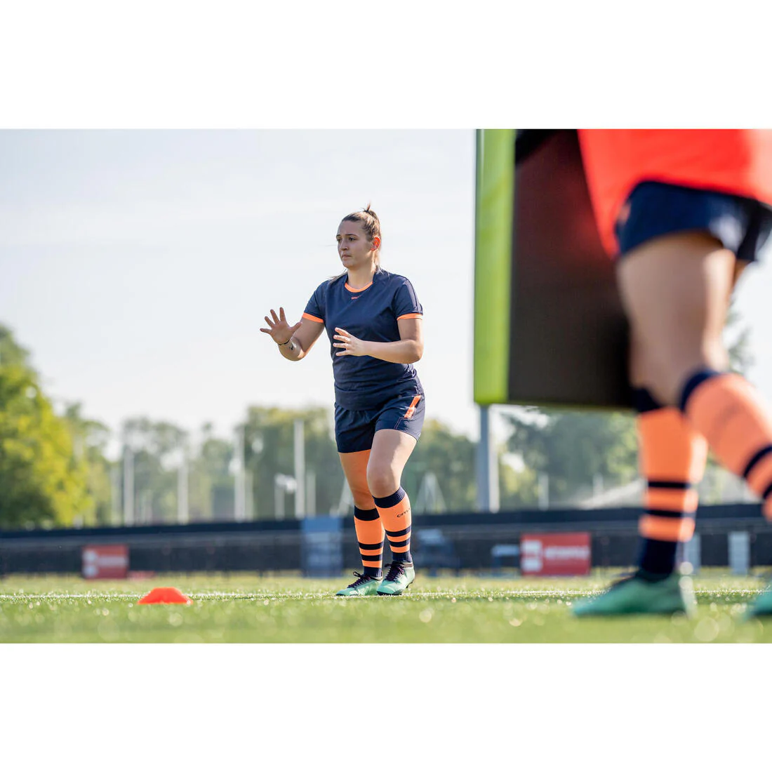 Playera manga corta de rugby Mujer - R100 azul marino coral - Image 12