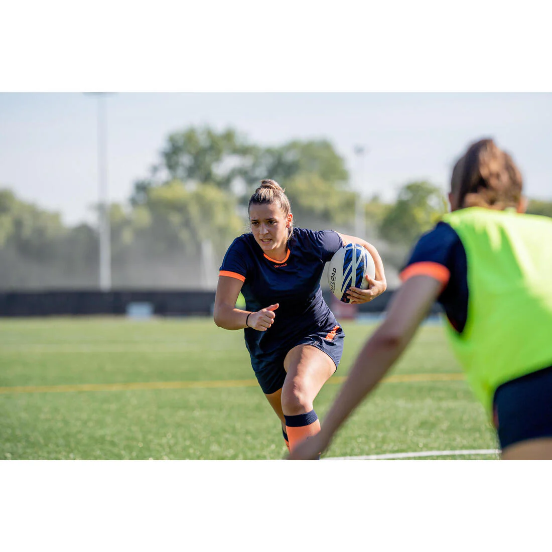 Playera manga corta de rugby Mujer - R100 azul marino coral - Image 13