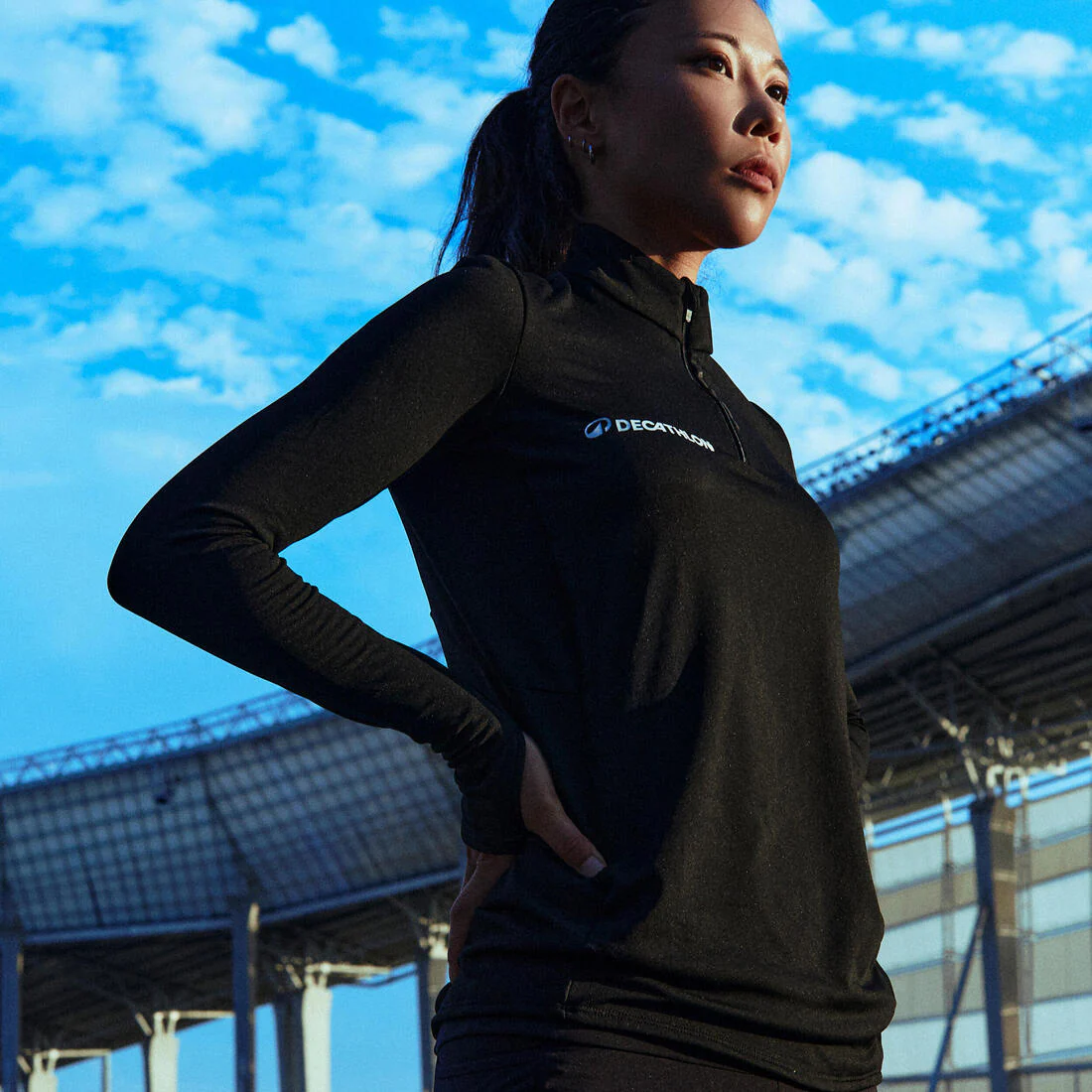 Playera manga larga cálida Running Mujer - Zip warm - Image 17