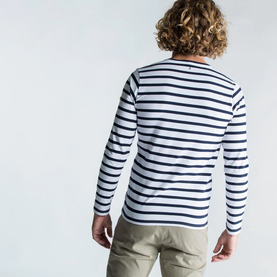 Playera marinera de manga larga blanca con azul para hombre Sailing 100 - Image 2