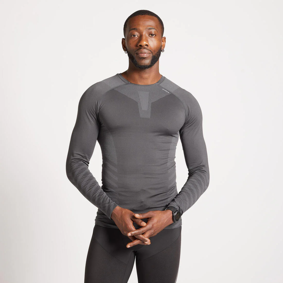 PLAYERA RUNNING MANGA LARGA INVIERNO HOMBRE KIPRUN SKINCARE GRIS - Image 2