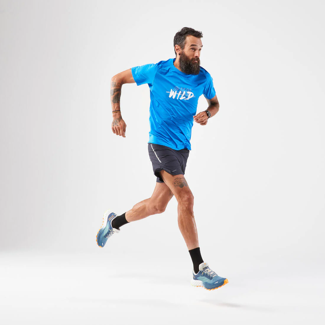 Playera running resistente Hombre - KIPRUN Run 500 Grafismo Azul mediterráneo - Image 2