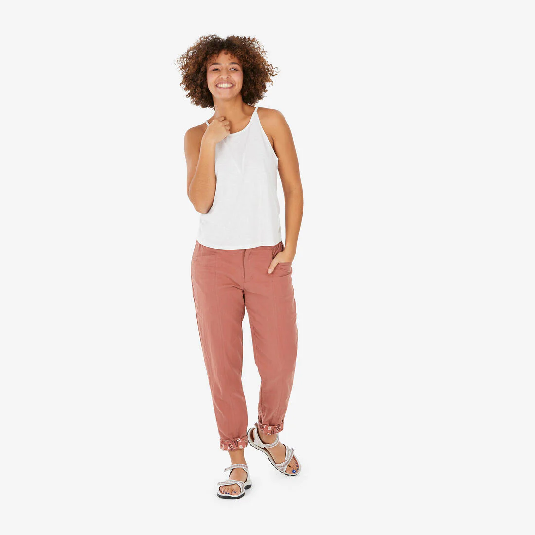 Playera sin mangas de senderismo para mujer NH500