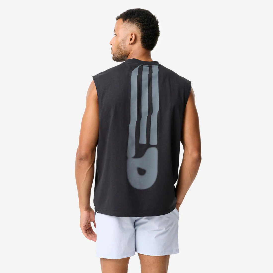 Playera Sin Mangas Musculación Hombre Negro Oversize - Image 4