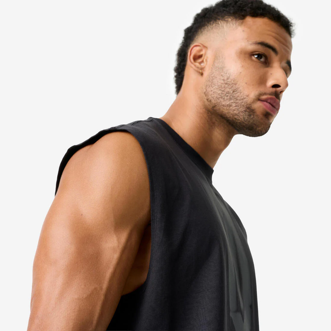 Playera Sin Mangas Musculación Hombre Negro Oversize - Image 7