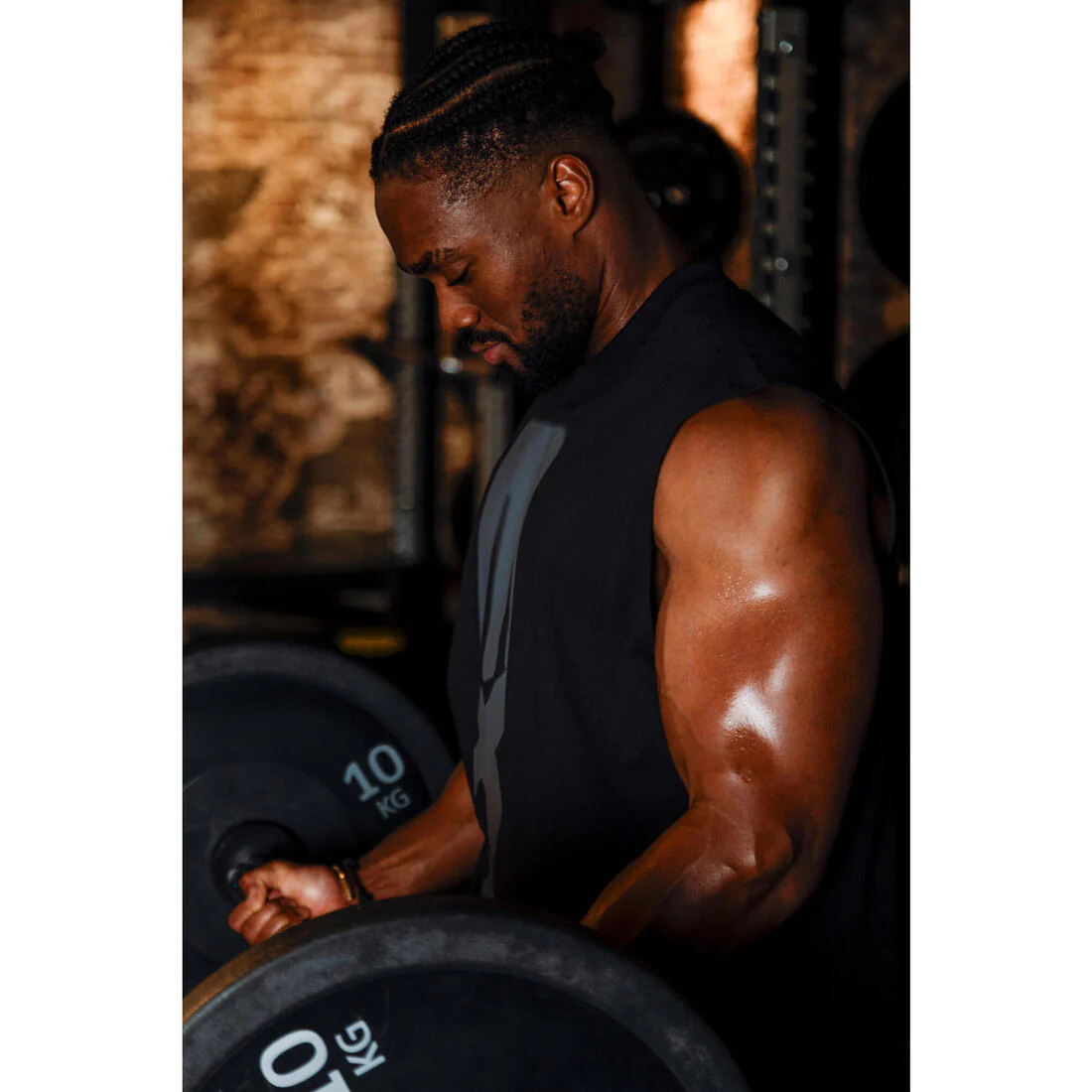 Playera Sin Mangas Musculación Hombre Negro Oversize - Image 9
