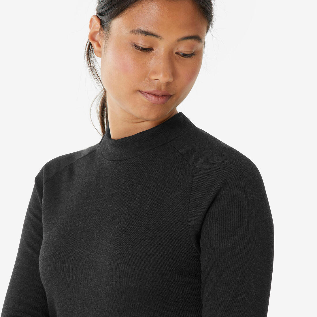 Playera térmica de esquí cálida y cómoda negra para mujer BL100 - Image 10