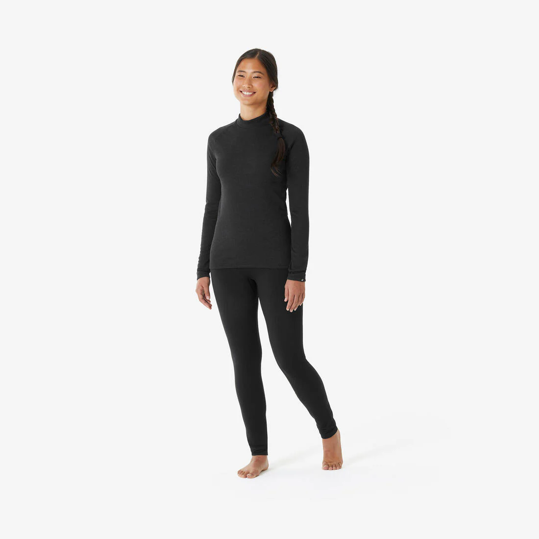 Playera térmica de esquí cálida y cómoda negra para mujer BL100 - Image 16
