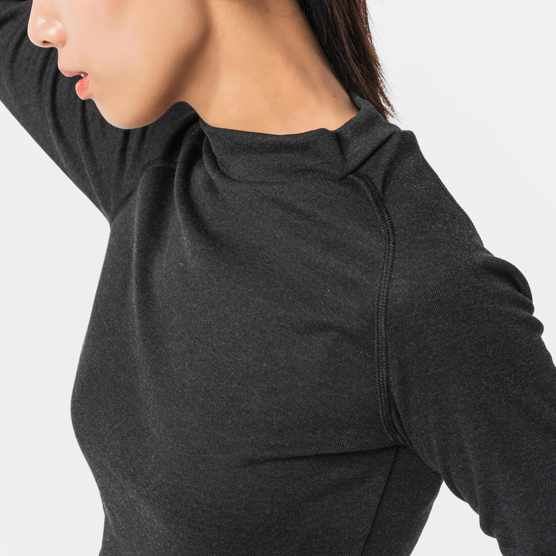 Playera térmica de esquí cálida y cómoda negra para mujer BL100 - Image 18