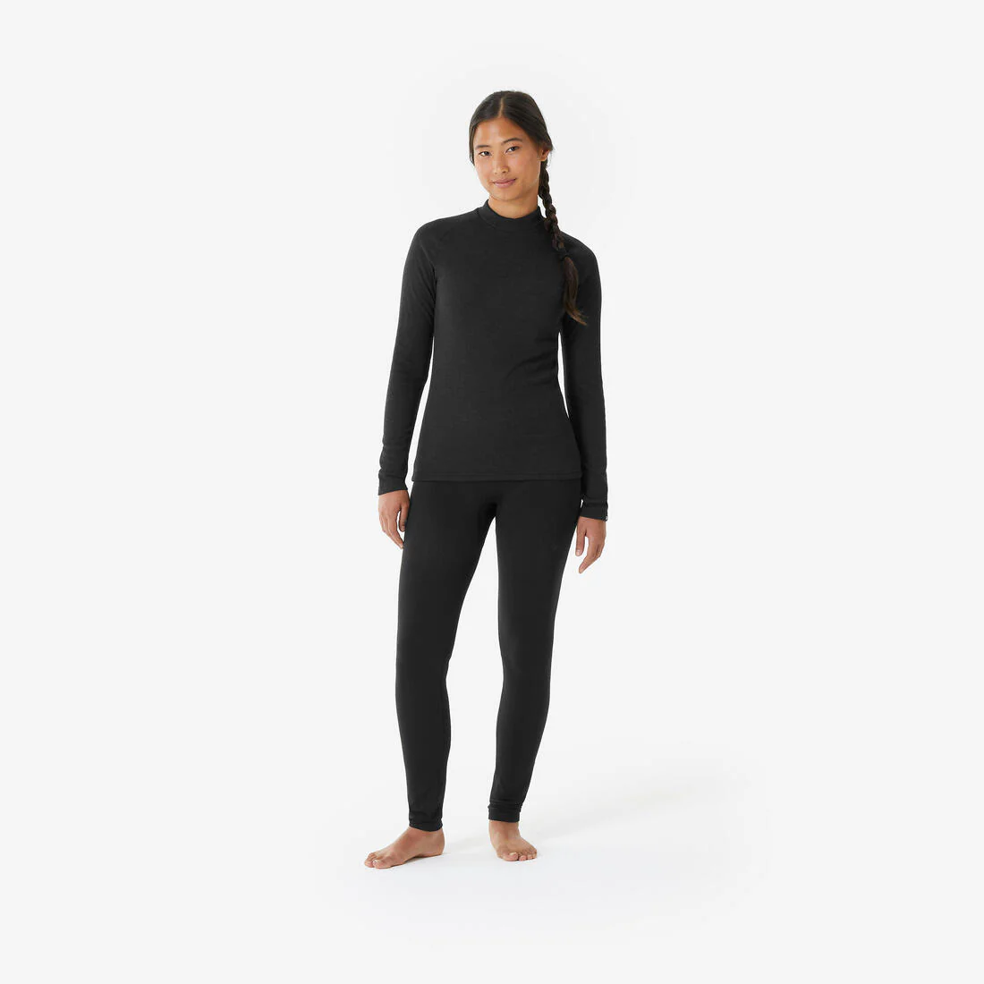 Playera térmica de esquí cálida y cómoda negra para mujer BL100 - Image 19