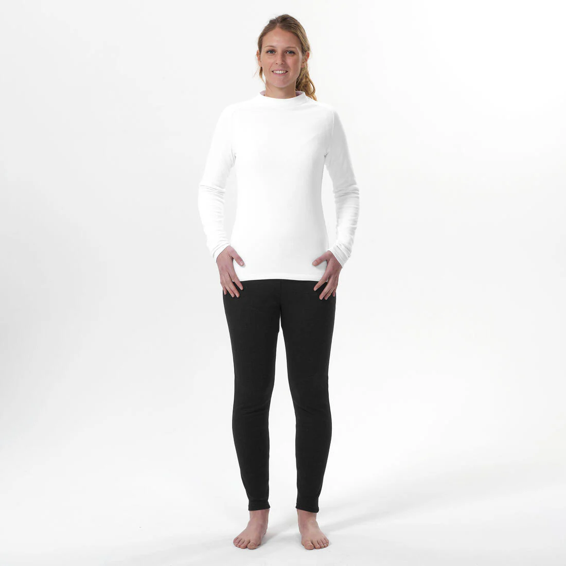 Playera térmica de esquí cálida y cómoda negra para mujer BL100 - Image 4