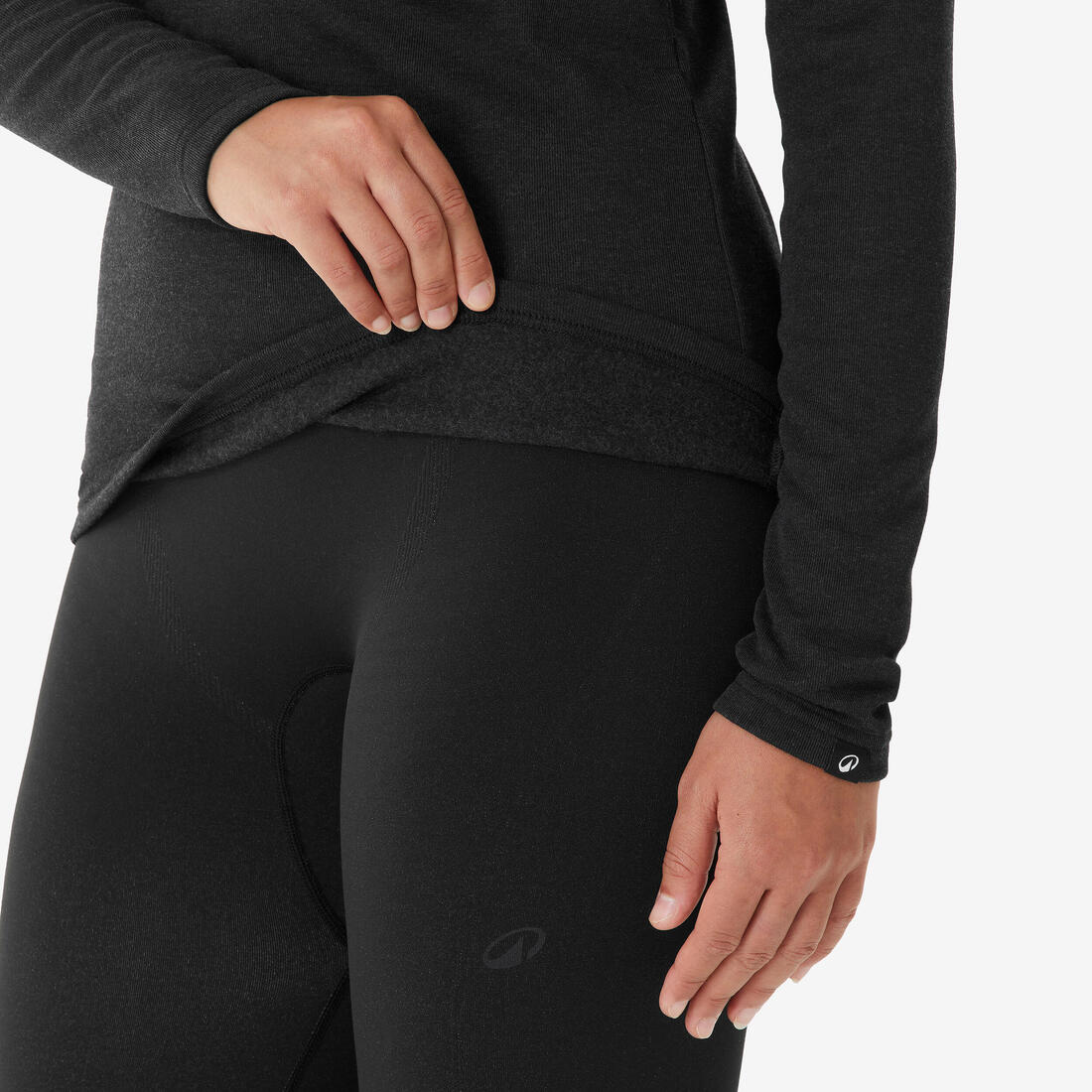 Playera térmica de esquí cálida y cómoda negra para mujer BL100 - Image 5