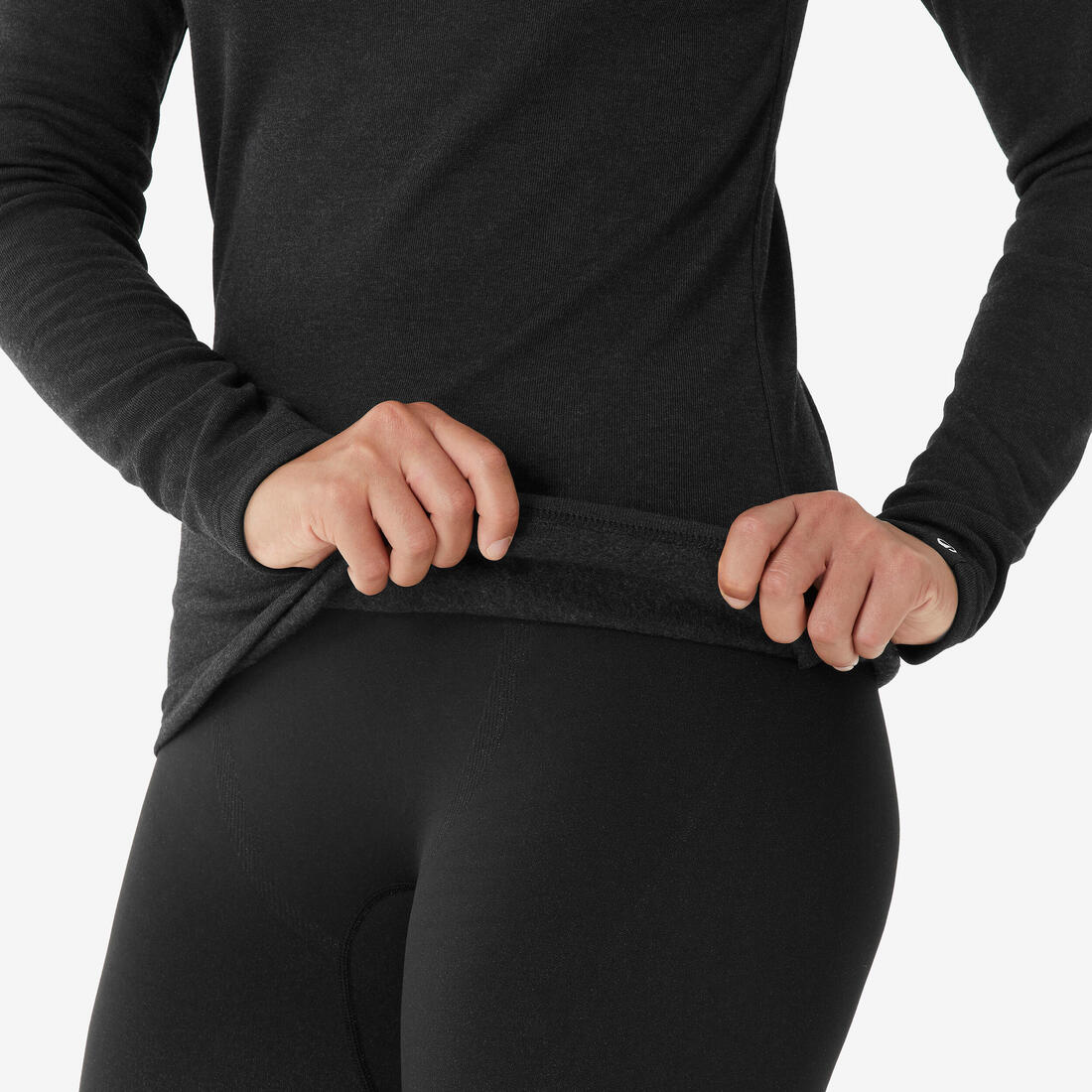 Playera térmica de esquí cálida y cómoda negra para mujer BL100 - Image 8