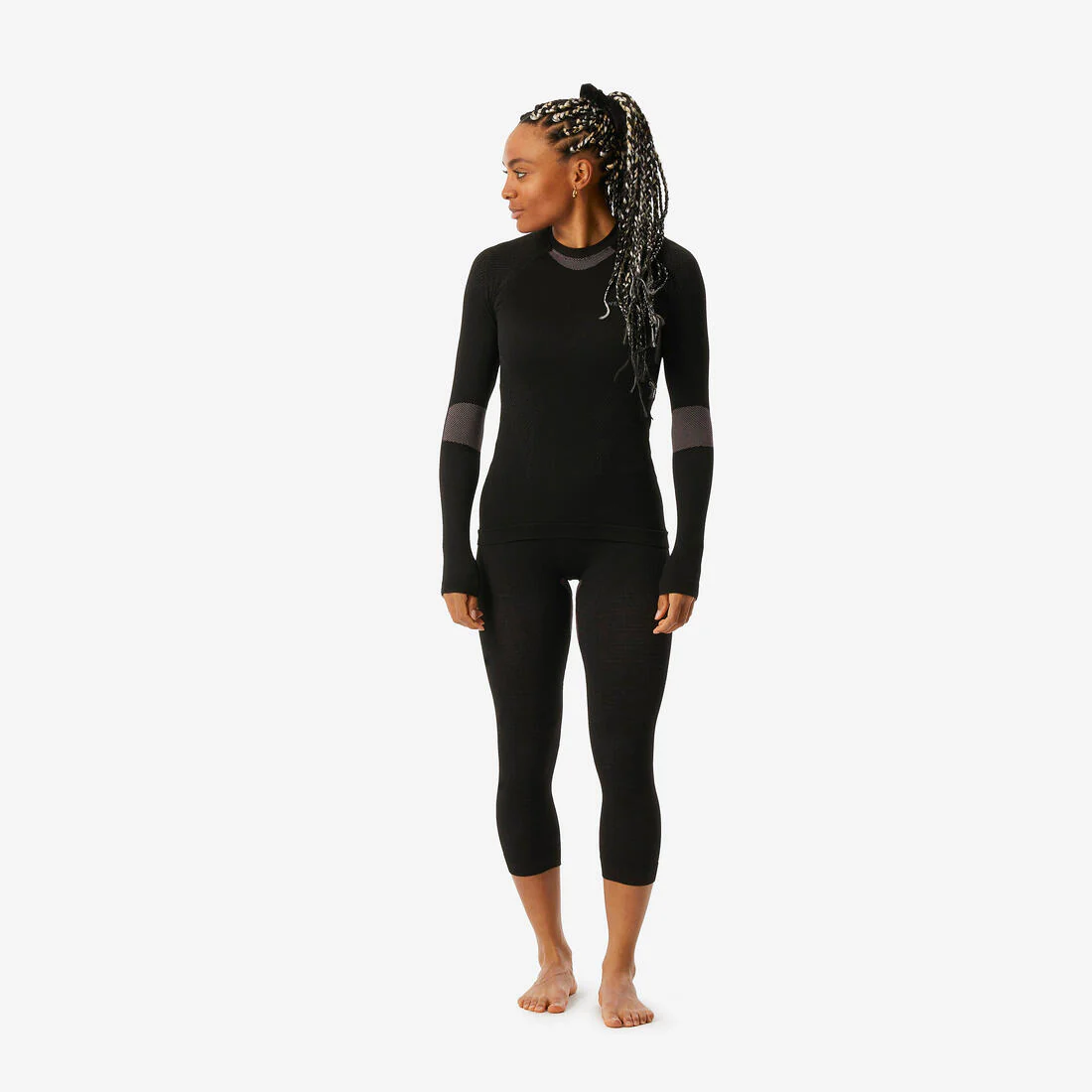 Playera térmica de esquí cómoda sin costuras rosa y negro para mujer BL500 Soft - Image 3