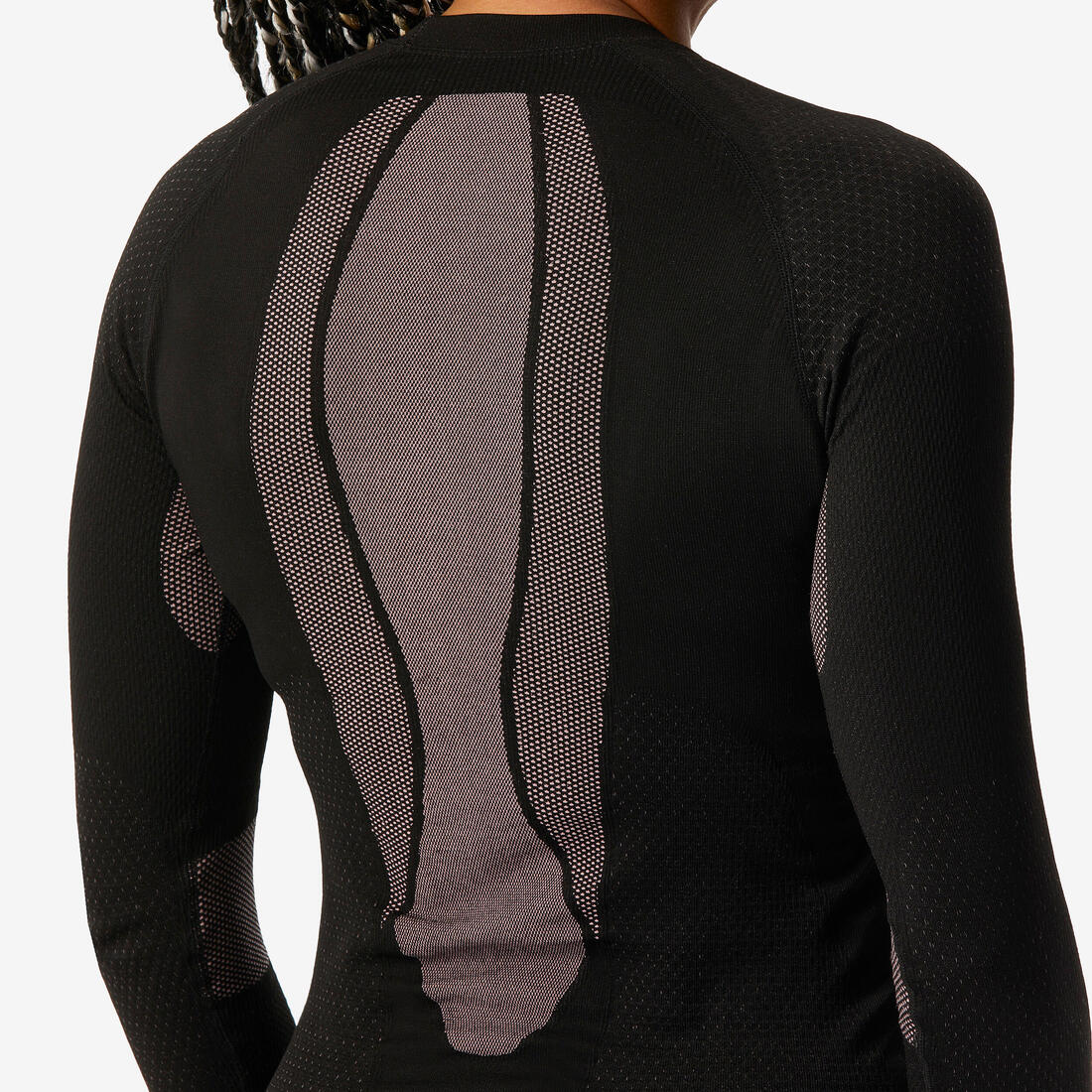 Playera térmica de esquí cómoda sin costuras rosa y negro para mujer BL500 Soft - Image 4