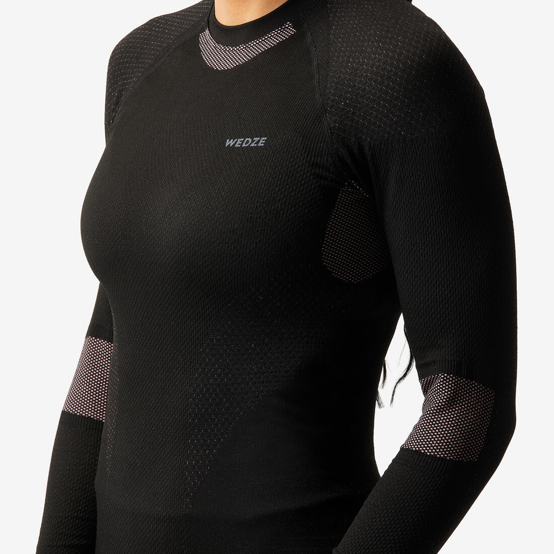 Playera térmica de esquí cómoda sin costuras rosa y negro para mujer BL500 Soft - Image 5