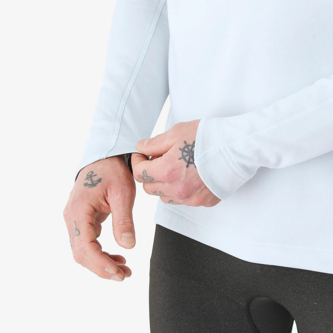 Playera térmica de esquí con medio cierre azul claro con gris para hombre 500 - Image 6