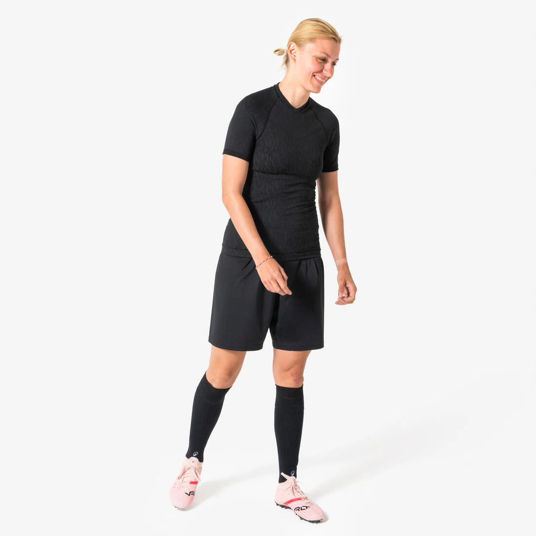 Playera térmica de futbol de manga corta negra unisex Keepdry - Image 7