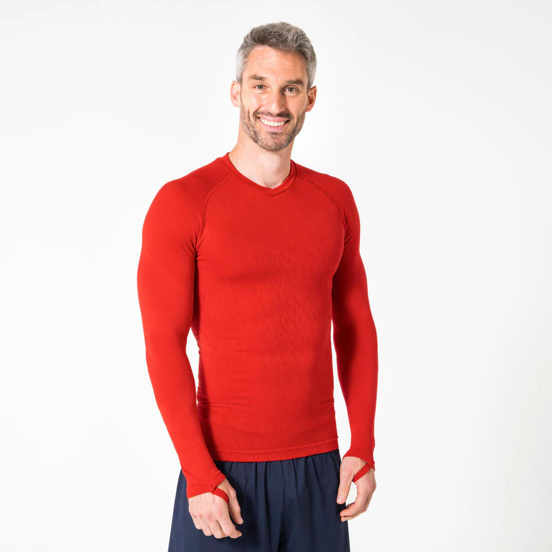 Playera térmica de fútbol sin costuras de manga larga roja Keepdry - Image 8