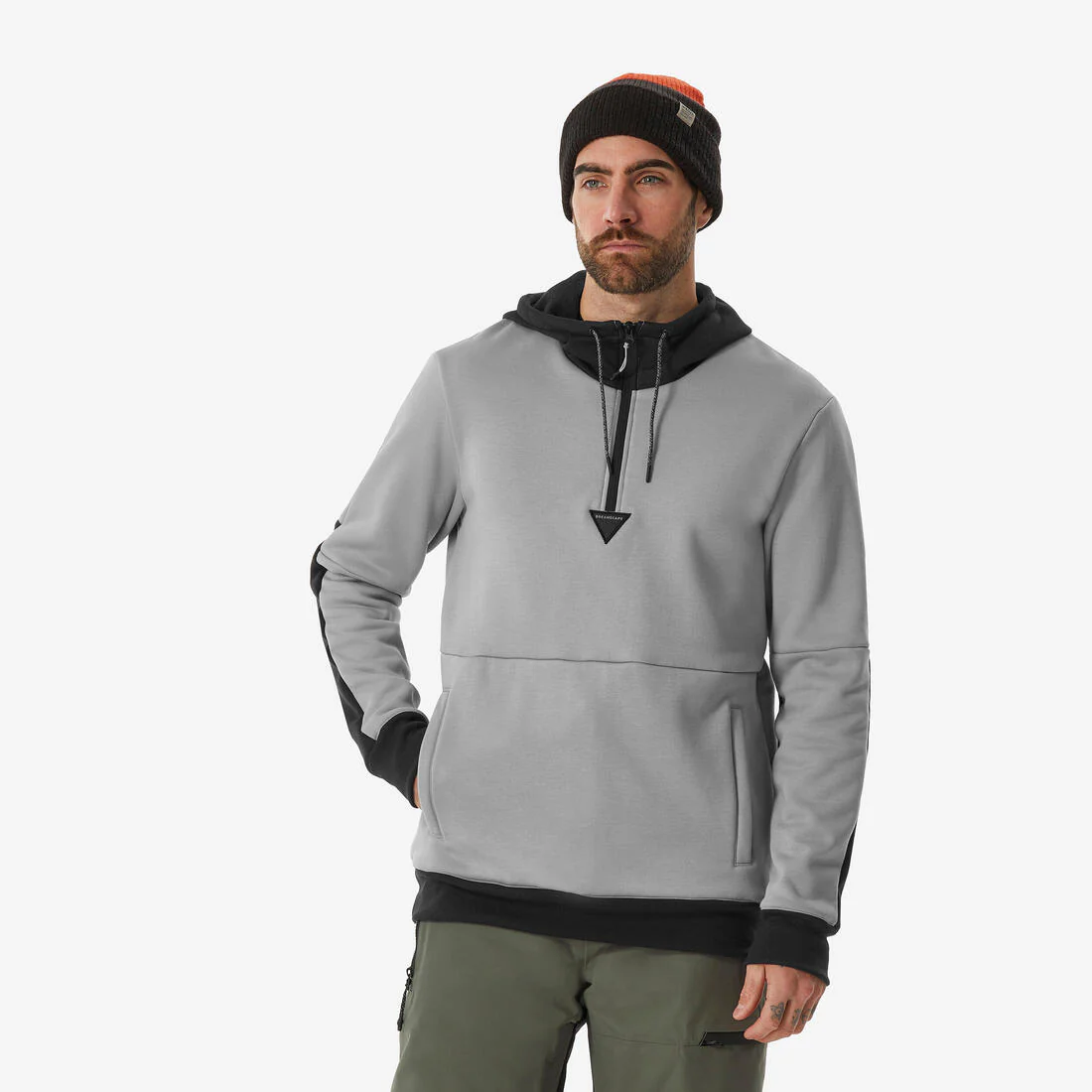 Polerón de Nieve Snowboard y Ski Hombre - Dreamscape 1/2 Cierre con Gorro Gris