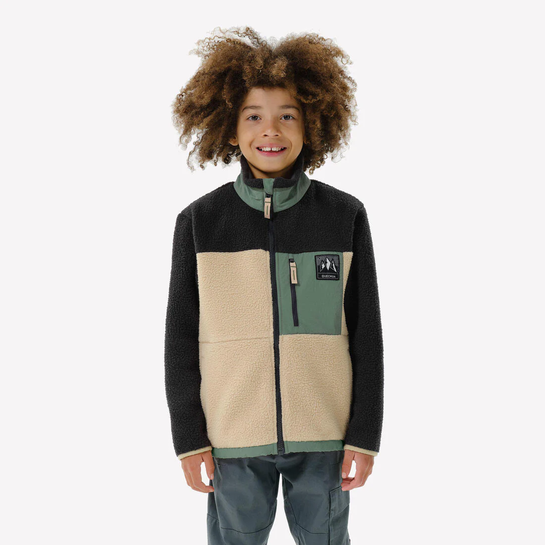 Polar sherpa cálido niño 7-15 años NH 900 cremallera camuflaje beige negro ve