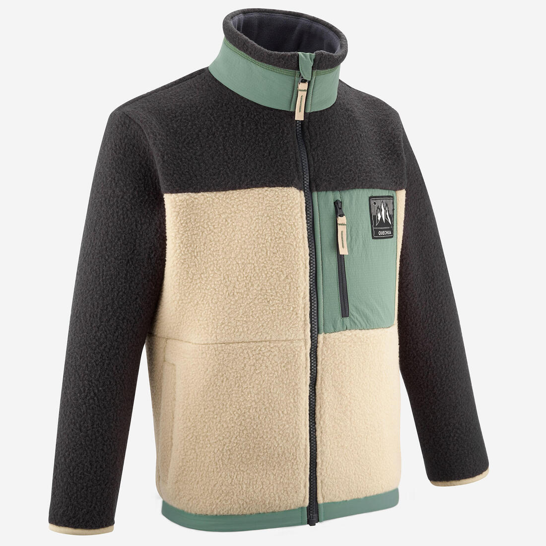 Polar sherpa cálido niño 7-15 años NH 900 cremallera camuflaje beige negro ve - Image 13
