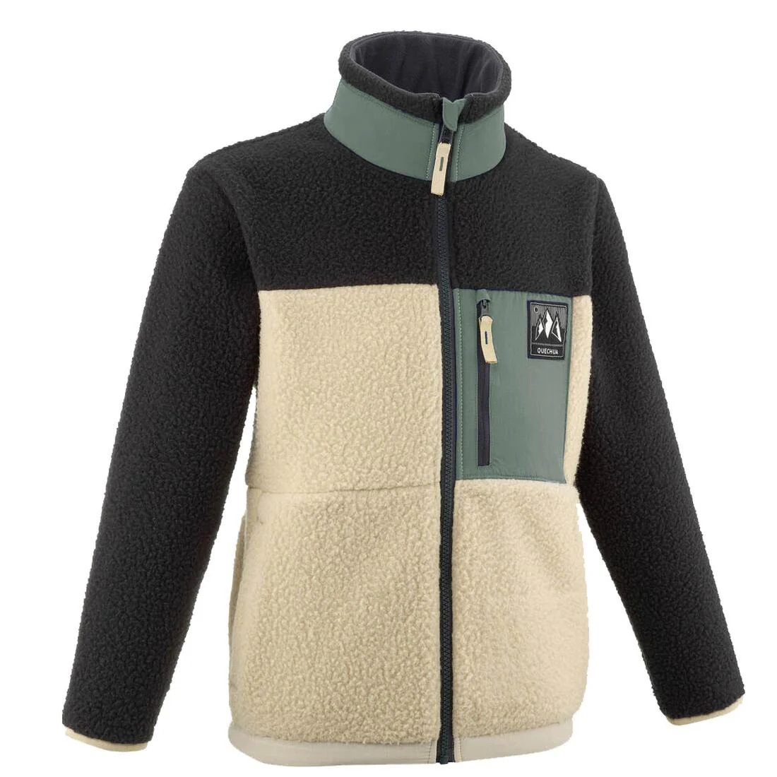 Polar sherpa cálido niño 7-15 años NH 900 cremallera camuflaje beige negro ve - Image 15