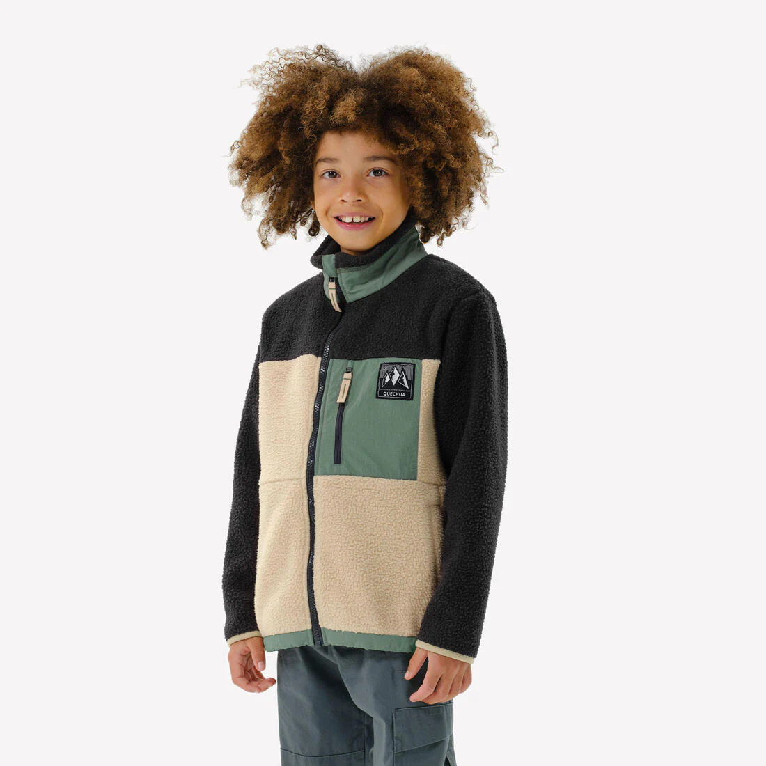 Polar sherpa cálido niño 7-15 años NH 900 cremallera camuflaje beige negro ve - Image 18