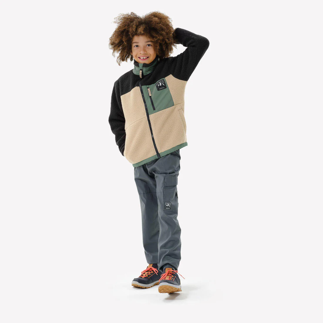 Polar sherpa cálido niño 7-15 años NH 900 cremallera camuflaje beige negro ve - Image 19