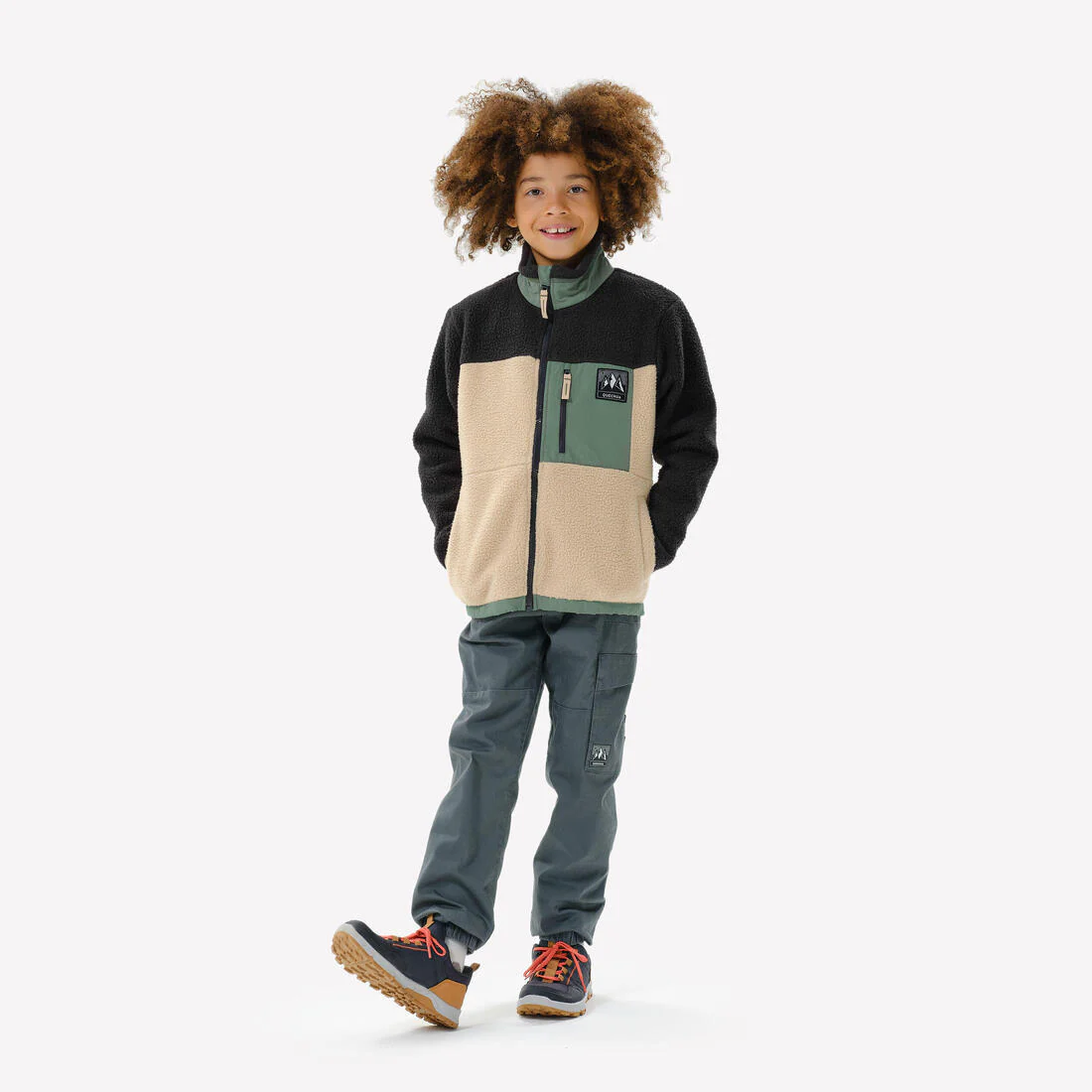 Polar sherpa cálido niño 7-15 años NH 900 cremallera camuflaje beige negro ve - Image 3