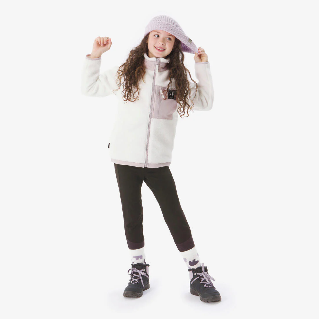 Polar sherpa cálido niño 7-15 años NH 900 cremallera camuflaje beige negro ve - Image 4