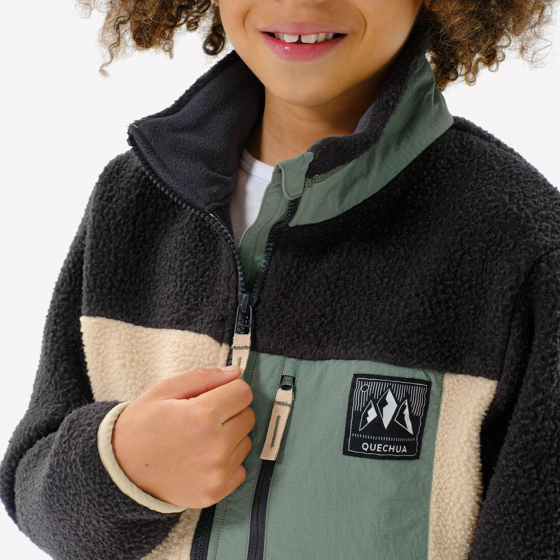 Polar sherpa cálido niño 7-15 años NH 900 cremallera camuflaje beige negro ve - Image 8
