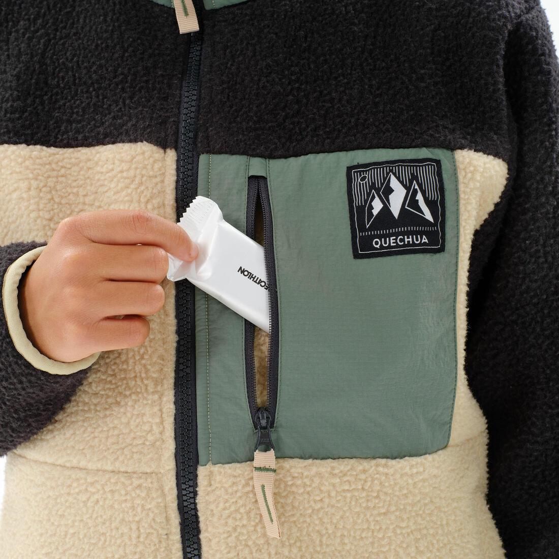 Polar sherpa cálido niño 7-15 años NH 900 cremallera camuflaje beige negro ve - Image 9