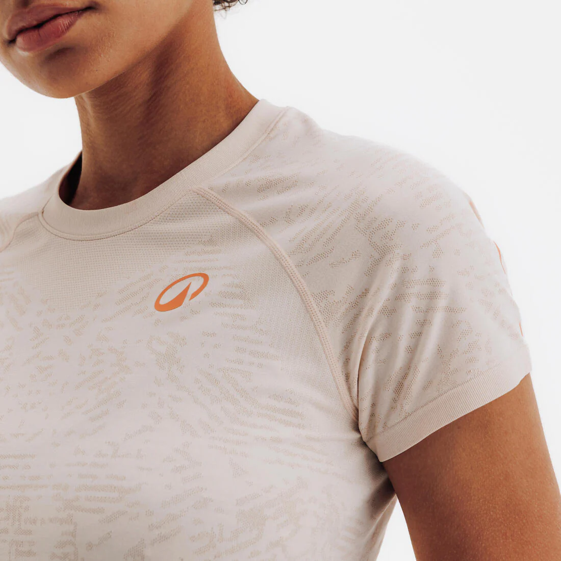 Playera de pádel ligera sin costuras beige para mujer PTS Light - Image 3